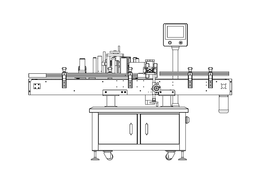 圆瓶贴标机（夹瓶式）CAD平面图