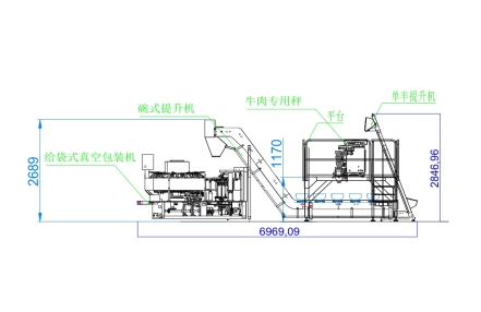 全自动牛肉条分秤给袋式真空包装机 cad平面图纸