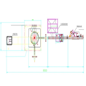 Z型提升机+颗粒灌装机+上盖落盖搓盖机+圆瓶贴标机CAD平面图