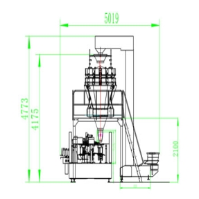 400型给袋式包装机+14头组合秤+组合秤平台+Z型提升机CAD平面图